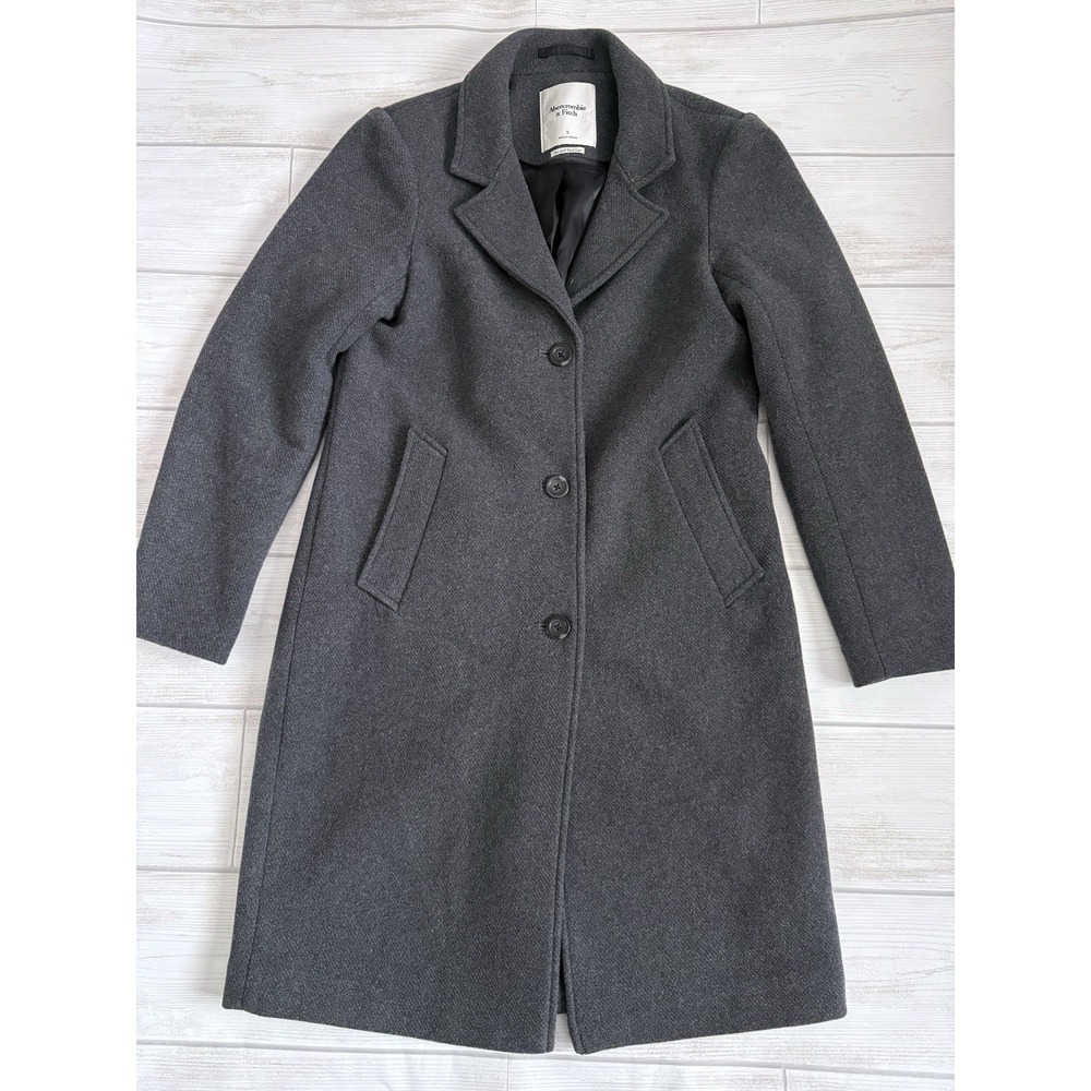 Abercrombie & Fitch A&F Women's Wool Blend Dad Coat in Dark Gray Size S